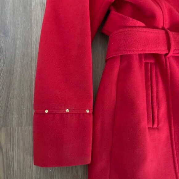 Marvin Richards Red Asymmetrical Full Zip Belted Gold Hardward Coat EUC L - Picture 5 of 8